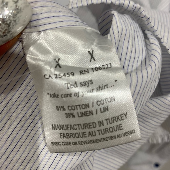 Ted Baker Sz 6 XXL White Blue striped button down - Picture 3 of 5